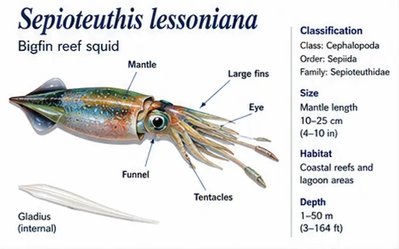 frozen sepioteuthis lessoniana bigfin reef squid asia supplier