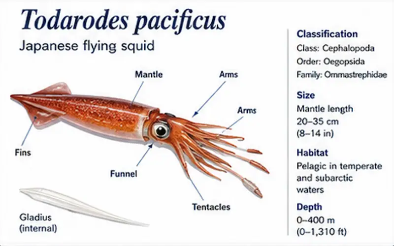 frozen todarodes pacificus japanese flying squid supplier